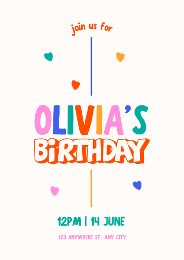 Colorful and Playful Children's Birthday Invitation Template