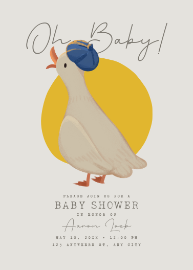 Simple Minimalist Illustrative Baby Shower Invitation