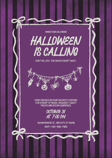Purple and Black Spooky Halloween Party Invitation
