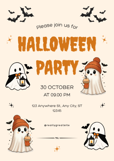 Orange and Black Playful Halloween Party Invitation