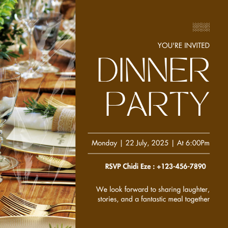 Modern Minimalist Dinner Party Invitation Template