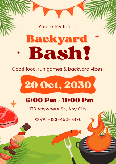 Green and Orange Playful Backyard Bash Invitation Template