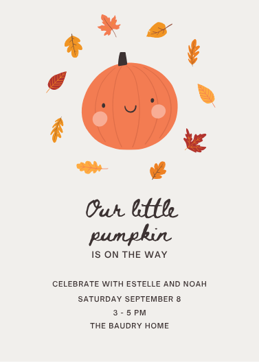 Cute Little Pumpkin Autumn Baby Shower Invitation Design