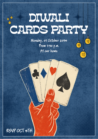 Retro Typographic Diwali Cards Party Invitation Template
