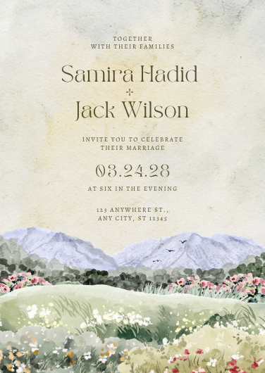 Green Dreamy Landscape Wedding Invitation Template