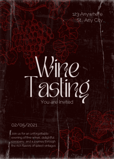 Black and Dark Red Vintage Wine Tasting Invitation
