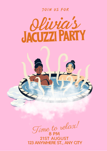 Pink Illustrated Jacuzzi Party Invitation Template