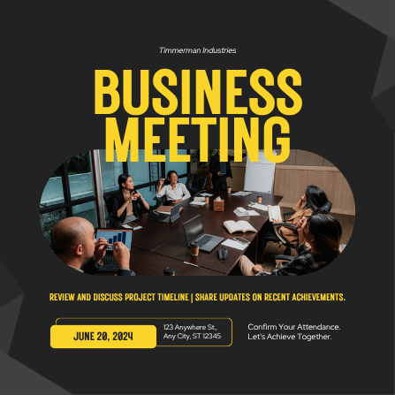 Black and Yellow Modern Business Meeting Invitation Template