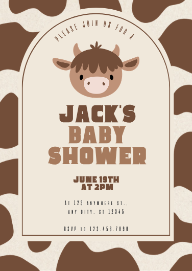 Adorable Cow Themed Baby Shower Invitation Design