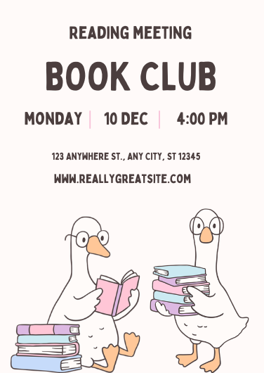 Playful Pastel Book Club Invitation Template