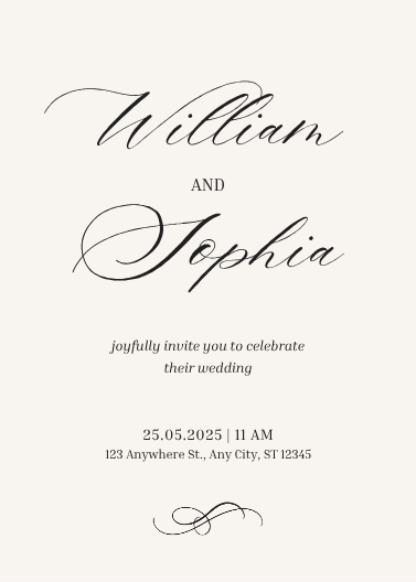Elegant Beige Calligraphy Wedding Invitation Template
