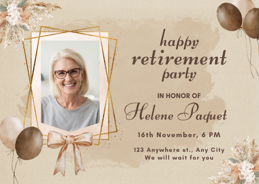 Brown and Beige Watercolor Retirement Party Invitation Template