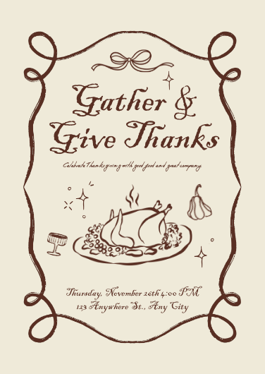 Vintage Rustic Gather and Give Thanks Invitation