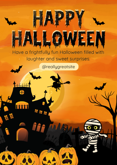 Simple Orange and Black Happy Halloween Card Design