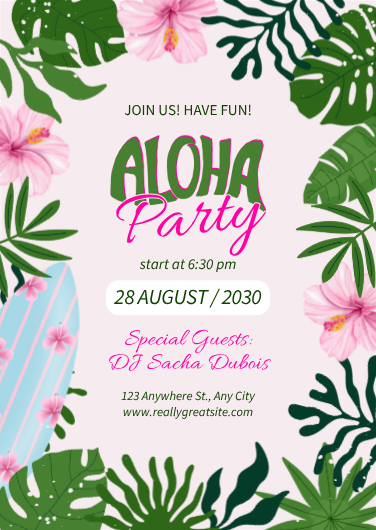 Customizable Tropical Aloha Party Invitation Template