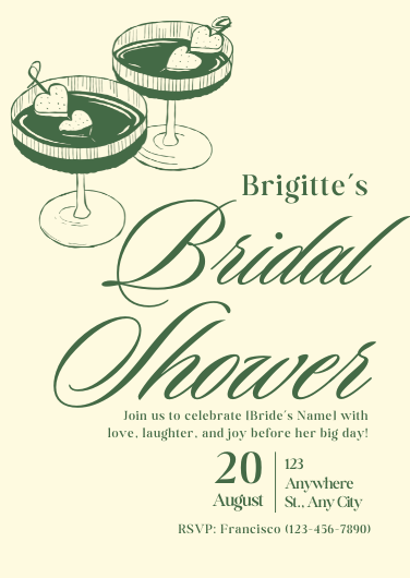 Green and Cream Elegant Bridal Shower Invitation