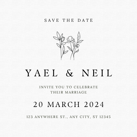 Grey Minimalist Save the Date Wedding Invitation Template