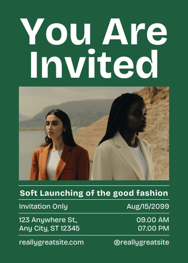 Minimalist Green Fashion Launch Invitation Template