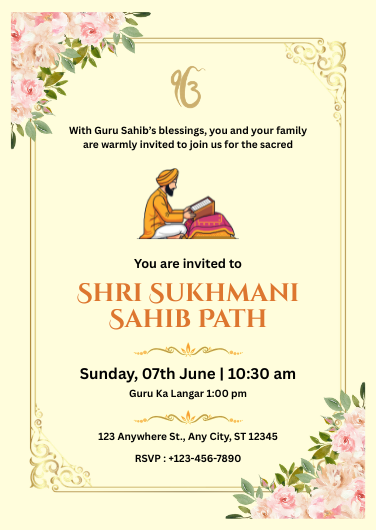 Traditional Shri Sukhmani Sahib Path Invitation Design