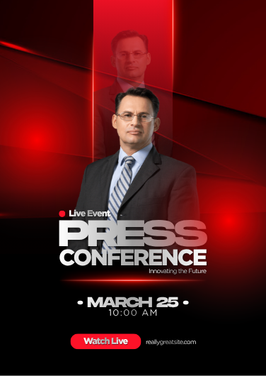 Modern Red and Black Press Conference Invitation Template