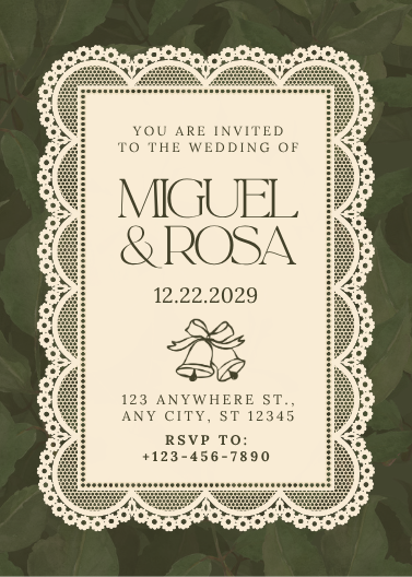 Green and Beige Traditional Wedding Invitation Template