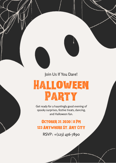 Black Aesthetic Ghost Halloween Party Invitation