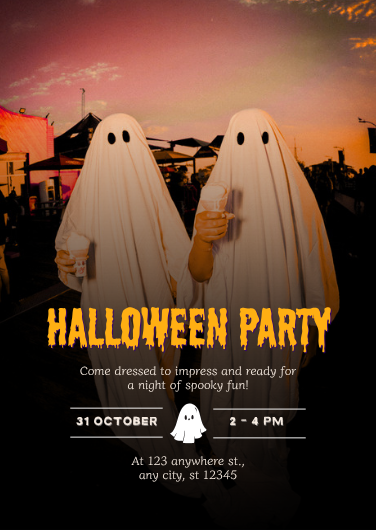 Black and Orange Spooky Halloween Party Invitation