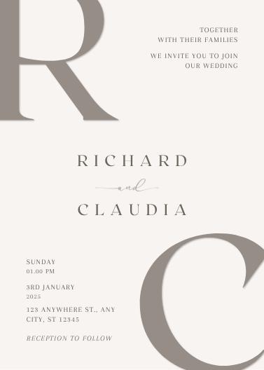 Beige and Brown Minimalist Wedding Invitation Template