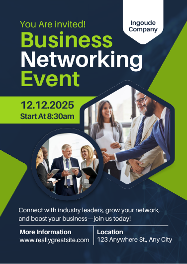 Blue and Green Modern Business Networking Event Invitation Design