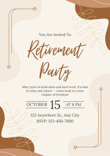 Elegant Beige and Brown Abstract Retirement Party Invitation