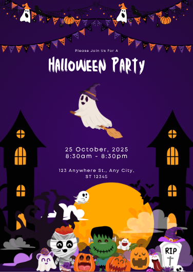 Illustrative Halloween Party Invitation Template