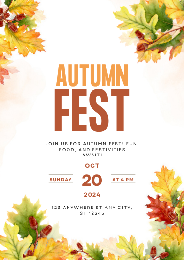 Customizable Orange Autumn Fest Fall Invitation Template