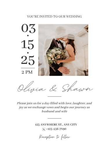 Beige and Black Modern Elegant Wedding Invitation