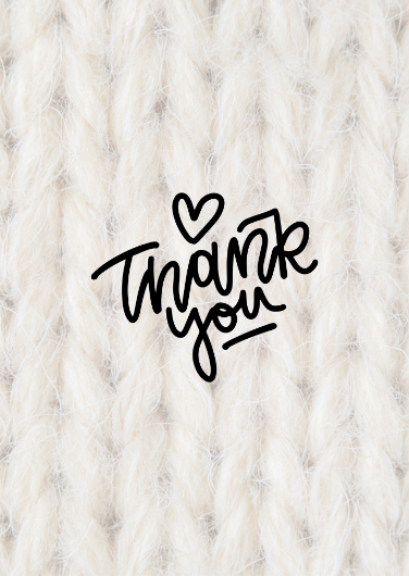 White Knitted Thank You Card Template for Businesses