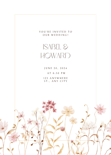 White & Beige Watercolor Floral Wedding Invitation