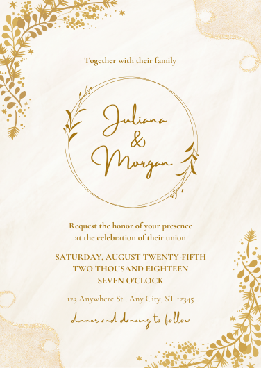 Elegant Gold Floral Wedding Invitation Design