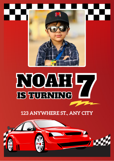 Custom Red Race Car Birthday Invitation Template