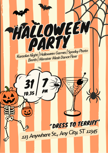 Orange and Black Retro Halloween Party Invitation