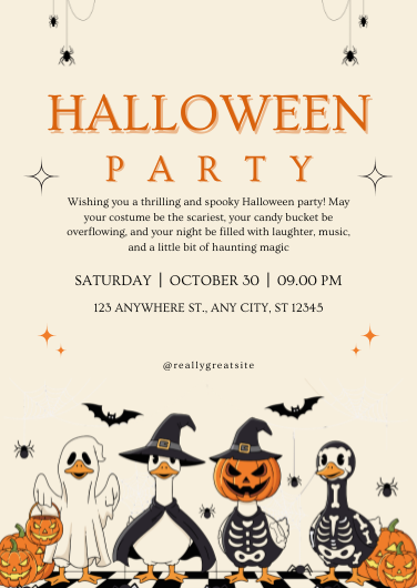 Playful Orange and Black Halloween Party Invitation
