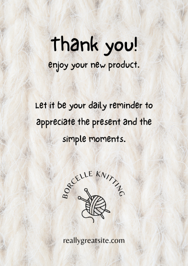 White Knitted Thank You Card Template for Businesses