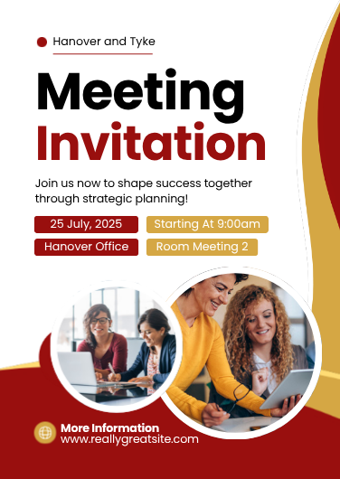 Red and Gold Modern Business Meeting Invitation