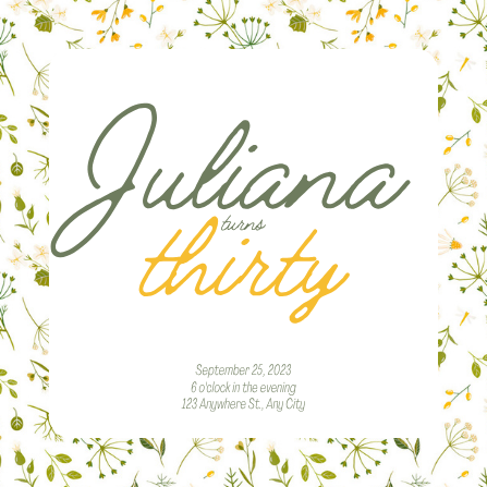 Elegant Floral 30th Birthday Invitation Template Design