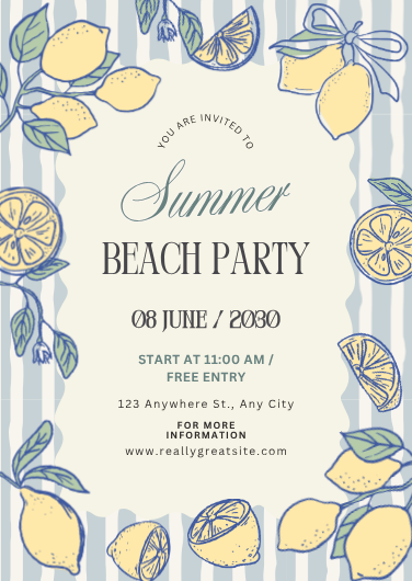 Illustrated Summer Beach Party Invitation Template