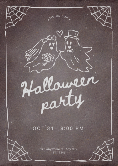 Playful Ghost Themed Halloween Party Invitation Template