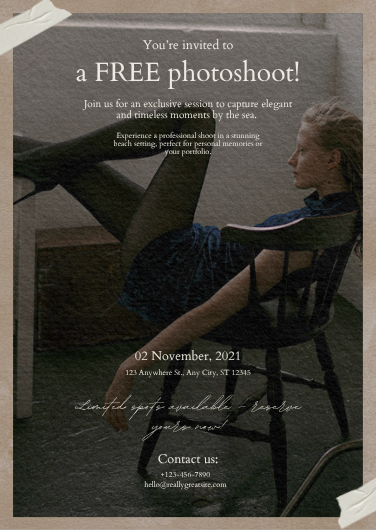 Brown Minimalist Vintage Photoshoot Invitation Design