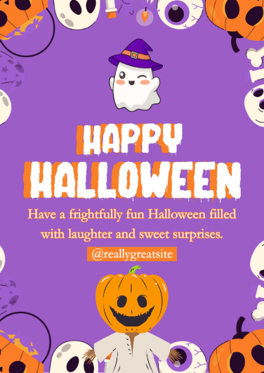 Purple Simple Happy Halloween Invitation Template