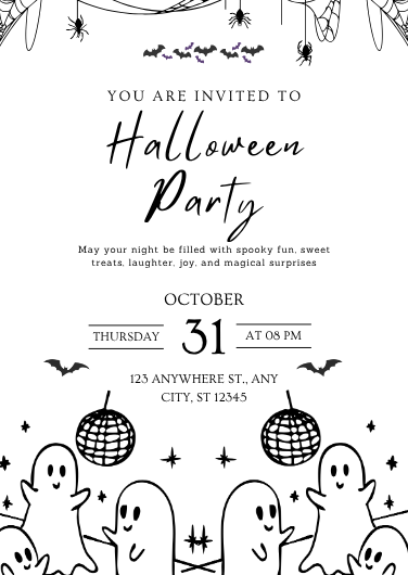Black and White Halloween Party Invitation Template