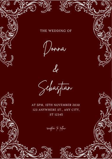 Elegant Burgundy and White Wedding Invitation Design