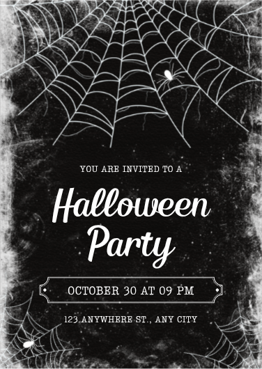 Black & White Grunge Spooky Halloween Party Invitation