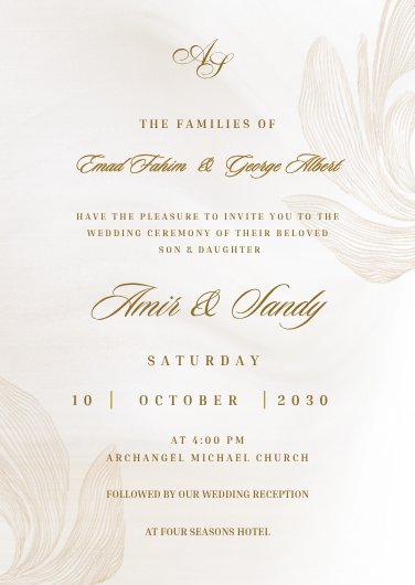 Beautiful Gold Simple Wedding Invitation Template